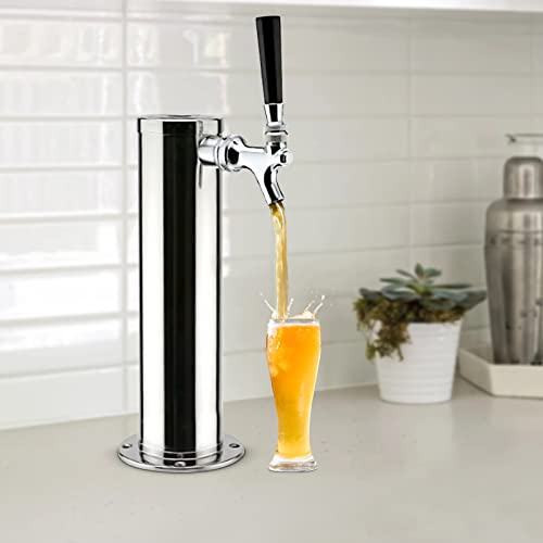 Columna de cerveza con grifo individual, acero inoxidable, torre de cerveza, kit de torre de cerveza, dispensador de bebidas para bares, hoteles y restaurantes, color plateado