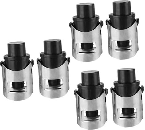 Amosfun 6 Stk Weinverschlussstopfen Weinverschluss-Vakuum Flaschenverschluss Vakuum-Weinverschlüsse Weinstopfen vakuumieren Weinstopper kistenverschluss Stecker für Weinflaschen Black