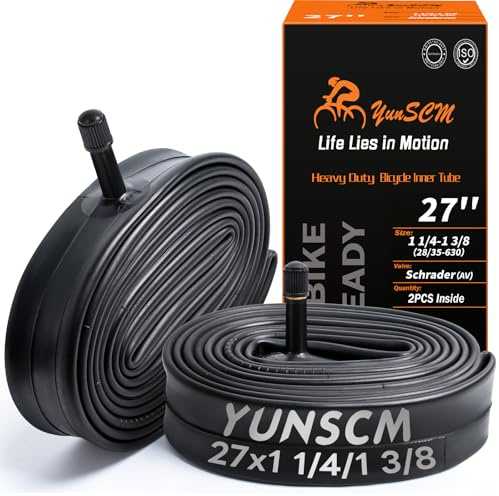 2-PCS 27x1 1/4 Heavy Duty Bike Tubes AV32mm Schrader Valve 27x1 3/8 Bicycle Tubes 28/35-630 Inner Tubes Compatible with 27x1 ¼ 27 x 1 3/8 27x1 3-8 28-630 35-630 Bike Bicycle Tire Tubes