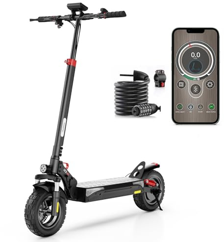 iScooter iX3 Electric Scooters Adult, 10 Pneumatic Off-road Fast Electric Scooter with Lock, APP Control, 40KM Range, 3 Speed Modes, 4 Shock Absorbers, Fast Charging, Foldable E Scooter