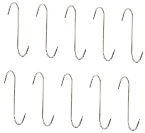 OKUMEYR Ganchos En Forma De S 10 Unidades Ganchos Para Procesamiento De En Forma De S De Metal De Acero Inoxidable Para Tocino Para Ahumadores