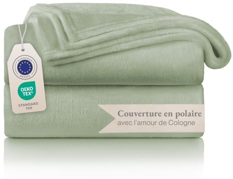 Blumtal Kuscheldecke flauschig - Oeko-TEX zertifizierte Fleecedecke 270x230 cm - Wohndecke 270x230 cm - Decke Couch Wohn- & Kuscheldecke - Flauschdecke - Wohnzimmerdecke Hellgrün - Sommergrün