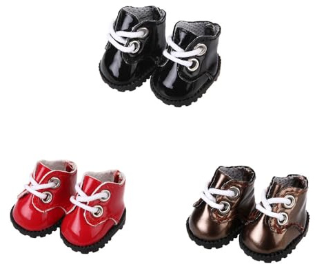 3 Pairs of Doll Shoes Suitable for 17cm Dolls, 3 Colors Suitable for Different Clothing Styles, 17cm Doll Accessories (Colors F)