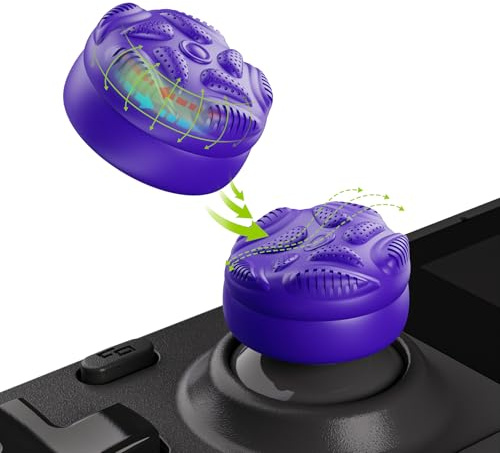 PlayVital Thumb Grips para Steam Deck LCD & OLED (4 Piezas), Tapas de Joystick con Textura de Gota de Lluvia Antideslizante, Fundas Elevadoras para Joystick, Accesorios para PS Portal (Violeta)