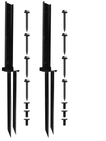 Kit de reparación de postes de valla de madera de acero resistente, anclaje de estacas de tierra de metales para enderezador de postes inclinados, soporte de valla de madera podrida, estaca de jardín