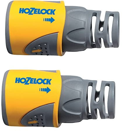 HOZELOCK - 2 Schlauchkupplungen Plus Ø 12,5mm - 15mm (1/2- 5/8) Soft Touch: Wasserdicht, rutschfest, flexibler und verlängerter Schlauchanschluss, der Verdrehen und Tropfen verhindert [2050P0025]