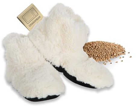 Habibi Plush Classic – 1654 Botas crema, talla M (37-40) Pantuflas/pantuflas térmicas/zapatos térmicos/botas térmicas para calentar en el microondas/horno