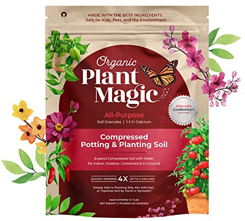Terriccio organico compresso per giardino, piante e ortaggi, si espande 4 volte se miscelato con acqua, uso interno o esterno, mix di alimenti per piante derivato da cocco naturale e fertilizzante per