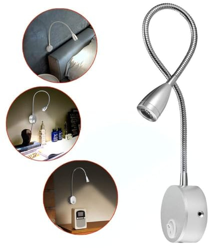 FIFILARY Leselampe,LED-Bettleuchten für die Wandmontage;Nachttischlampen mit Aluminium;Nachtbeleuchtung als Wandlampe,warm-weiß,200LM/3000K/3W110-240V AC,Strahlwinkel:30 °,Schwanenhals Länge:38cm