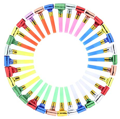 Siumir Krachmacher Tröten 100 Stück, Mehrfarbig Party Hörner Gebläse, Partykrachmacher Kinderspielzeug für Geburtstagsfeier Fasching Kinder Party Bankett Graduierung Festliche Anlässe (Einfarbig)