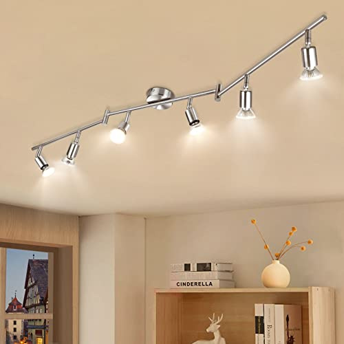wowatt Lampara de Techo 6 Focos incl. 5W GU10 Blanco Cálido 2800K Bombillas