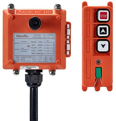 Hoist Crane Industrial Radio Remote Control Wireless Transmitter Stop Button 2 Key Switch F21-2S (1 Transmitter+1 Receiver) (F21-2S AC/DC 65V-440V)
