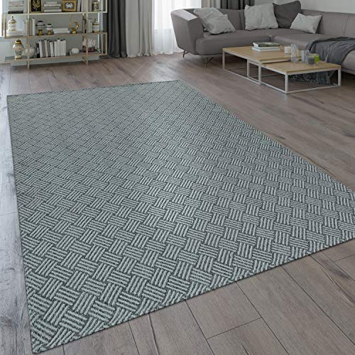 Paco Home Alfombra De Tejido Plano Moderna con Tejedura Motivo Trenzado Diseño Geométrico Gris, tamaño:160x220 cm