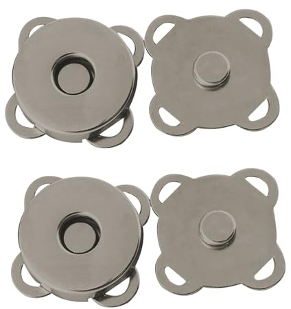 Trimming Shop Sew On Magnetic Press Stud Clasp, 14mm, 50pcs, Gunmetal Black | Lightweight 2-Part Snap Fasteners for Leather Craft, Sewing, Bags, Accessories, Clothing Repair, Crafts & DIY Projects