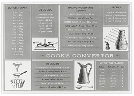 Tala Planche à Découper en Verre et Protège Plan de Travail 30 x 40 cm en Verre Trempé avec Pieds Antidérapants Tableau Conversion Cuisine Pâtisserie Service