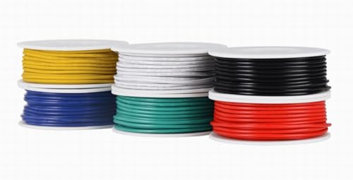 Tuofeng 26 AWG fil de connexion solide - 6 cordons de brassage de différentes couleurs, chacun de 33 pieds ou 10 mètres, 0.13mm² fil de cuivre étamé