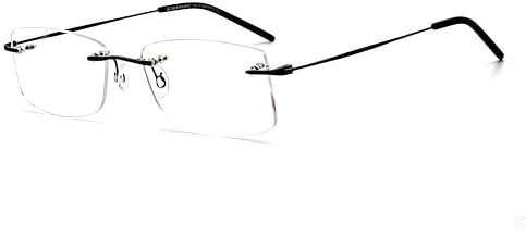 Global Glasses Lunettes métalliques ultralégères optiques Lunettes sans monture carrées noires pour hommes et femmes avec verres transparents