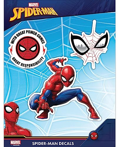 Marvel Spider-Man Decals - Set of 3 Vinyl Stickers for Car Water Bottle Bike Helmet Laptop Skateboard - Marvel Stickers for Kids and Adults