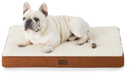 BEDSURE orthopädisches Hundebett kleine Hunde - 76x51x7.6cm Hundekissen flauschig Hundematte waschbar Hundematratze für kleine Hunde, tonbraun