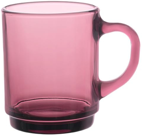 Duralex Set 6 Tazas Vidrio Templado 26cl Apilables, Taza Cocina Resistente para Café Té Desayuno, Uso Diario, Pack Tazas Vidrio Colores Variados Colección Versailles