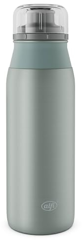 alfi ELEMENT BOTTLE 600ml, grün matt, leichte Trinkflasche aus Edelstahl, absolut dicht mit Drehverschluss, für Kohlensäure, klein, spülmaschinenfest, BPA-frei