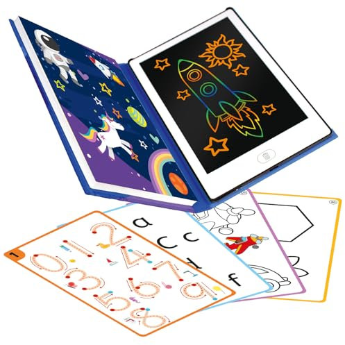 Big Minds - Tavoletta Grafica Bambini LCD | Lavagna Per Bambini In Formato Libro | Lavagnetta Cancellabile Bambinis 20 Modelli Reversibili | Lavagna Magica Per Bambinis | Giochi Bambino 4 Anni