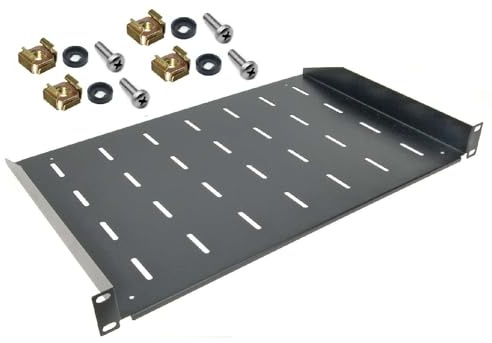 1 HE Rackablage, 30 cm tief in Schwarz RAL 9005, 19 483 mm Fachboden Trägereinschub Einlegeboden Rack Ablage Boden