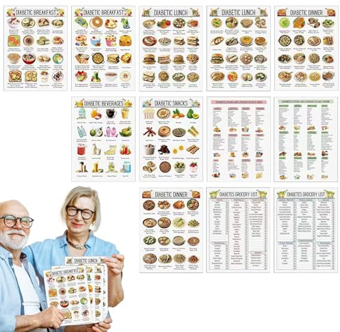 Tableau d'Aliments Pauvres en Sucre 12 Pièces Guide Régime Hypoglucidique