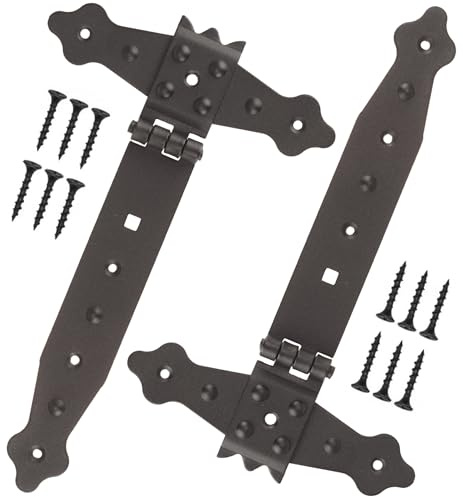 FEINZ - Set di 2 cerniere per porte esterne e cancelli da giardino - Cerniere a croce 200 mm - Cerniera nere - esterne - Cerniera per porte