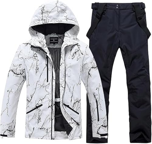 HOUZONIY Herren Skianzug Set Herren Schneeanzug Warmer Winddichter 2-Teiliger Schneeanzug