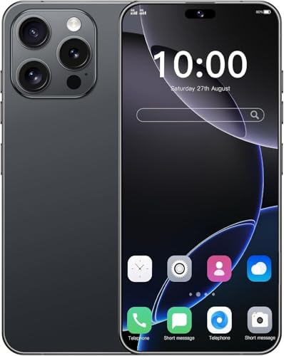 Générique A16 Pro Max Téléphone Portable, Smartphone AI 256GB 8GB RAM, Android débloqué, Batterie 6800mAh, Appareil Photo 108MP Zoom, Supporte la Reconnaissance faciale, NFC, GPS, OTG-Noir foncé-c