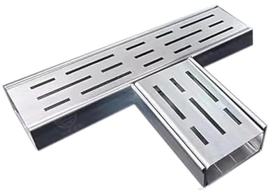 QSPNVFB Canaletta Scolo Acqua Piovana Piccolo Forma Di T Griglia Di Scarico A Canale, Acciaio Inox Filtro Per Scarico Del Pavimento Esterno Giardino(5x5cm(2x2))