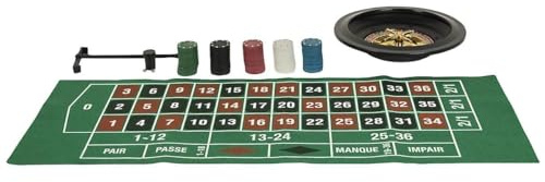 AltoBuy Jeu de Roulette Casino avec 100 jetons + Roulette + râteau et Tapis de Jeu Inclus