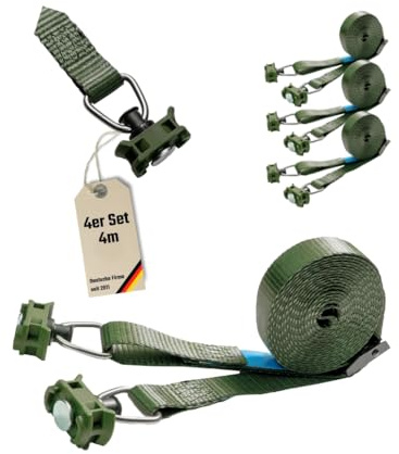 LoadCare 2tlg Spanngurt mit Klemmschloss & Endbeschlägen für Airlineschienen – 4 m Befestigungsgurt – 175 daN Zurrkraft – Systemgurt für Camper, Anhänger & Transporter