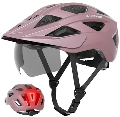 InnerKing Adult Bike Helmet Rear Light & OTG Magnetic Goggles for Men Women