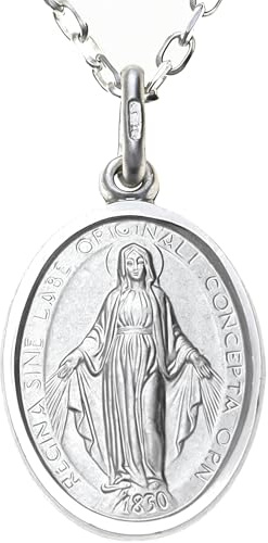 Alexander Castle Pendente Medaglia miracolosa (20mm) in Argento Sterling con Collana Catenina 46cm