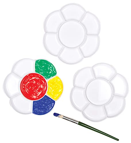 Baker Ross Farbpaletten in Blumenform mit 7 Farbnäpfen zum Malen und für Bastelarbeiten (3 Stück)