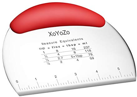1 pcs Dough Pastry Scraper Chopper/Stainless Steel Dough Scraper Cutter with Ergonomic Rubber Non-Slip Grip/Dough Scraper Cutter/Pro Pastry Pizza Cutter Chopper (Red)
