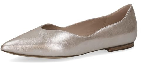 CAPRICE Damen Ballerinas aus Leder Spitz, Beige (Taupe Metallic), 40 EU