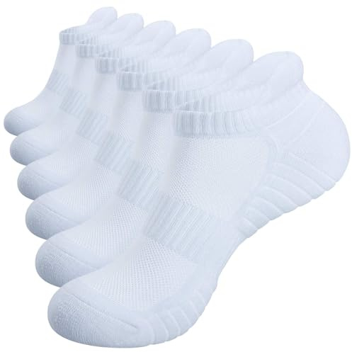 Alaplus Running Socks Cushioned Trainer Socks Anti-Blister Sports Socks Ankle Socks for Men Women Ladies Cotton Low Cut Athletic Socks (6 Pairs)