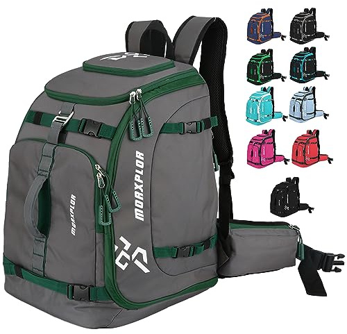 MORXPLOR Ski Boot Bag Backpack, 60L padded Ski Gear Bag & Snowboard Boot Bag,Large Capacity Waterproof Ski Travel Bag & Ski Boot Travel Backpack for Helmet,Goggles,Gloves,Skis,Snowboard Gear