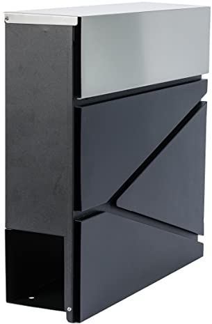axentia Boîte aux Lettres résistante aux intempéries, Anthracite/Argent, avec Compartiment pour Les journaux, env. 37x37x11 cm
