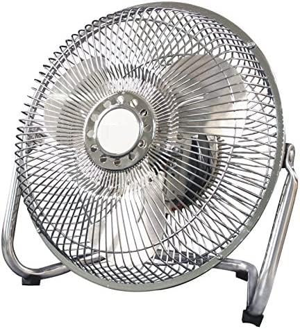 UBOON - Ventilador Mesa Sobremesa y Suelo, para Escritorio de Ordenador, Tamaño Compacto, SOPORTE Y ASPAS DE METAL, 3 velocidades, Metálico, Ventilador de Alta Velocidad 9