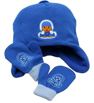 CYPBRANDS Pocoyo- Set de guantes y gorro, Abrigo, Invierno, Complementos, Infantil, Color Azul, Producto Oficial