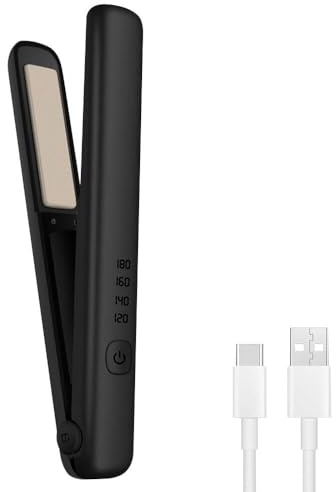 ZOYDP Mini Glätteisen Kabellos, Reise Glätteisen Mini, Kabelloses Glätteisen mit 4 Temperaturen, 3000mah Akku, Glätteisen Ohne Kabel, Usb-C Aufladung, Glätteisen Klein für Kurzes & Langes Haar