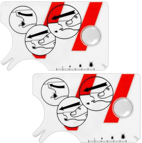 Fc'Noqgn 2er-Pack Zeckenkarten, Zeckenkarte für Menschen, mit Lupe, schnell und sanft Zecken von Haustieren oder Menschen entfernen