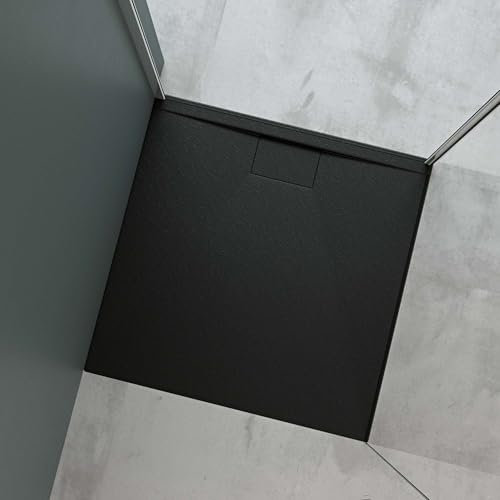 doporro Geoma07 - Plato de ducha (80 x 90 x 3 cm, con conectores DIN DIN para montaje en el suelo, plano)