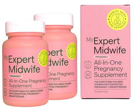 My Expert Midwife All in One Pre-Conception & Pregnancy Women's Vegan Supplements, 12 Essential Prenatal Vitamins & Minerals, 60 Capsules, 2 Months Supply