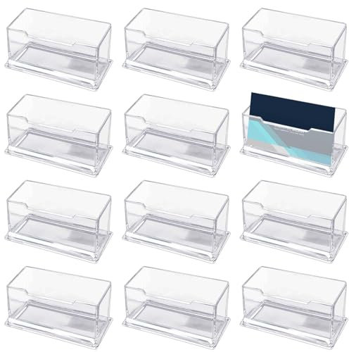 Asfrode 12 Stück Acryl Visitenkartenhalter, Acryl Visitenkartenständer Plastikkartenständer Organizer Klarer Visitenkartenhalter Für Schreibtisch Oder Theke Ausstellung Zuhause Büro