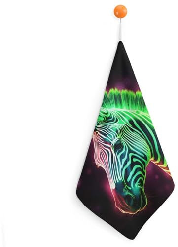 LHOKDR Handtuch, für Badezimmer, Küche, Geschirrtücher, leuchtendes Zebramuster, kleines Handtuch, Größe 30 x 30 cm